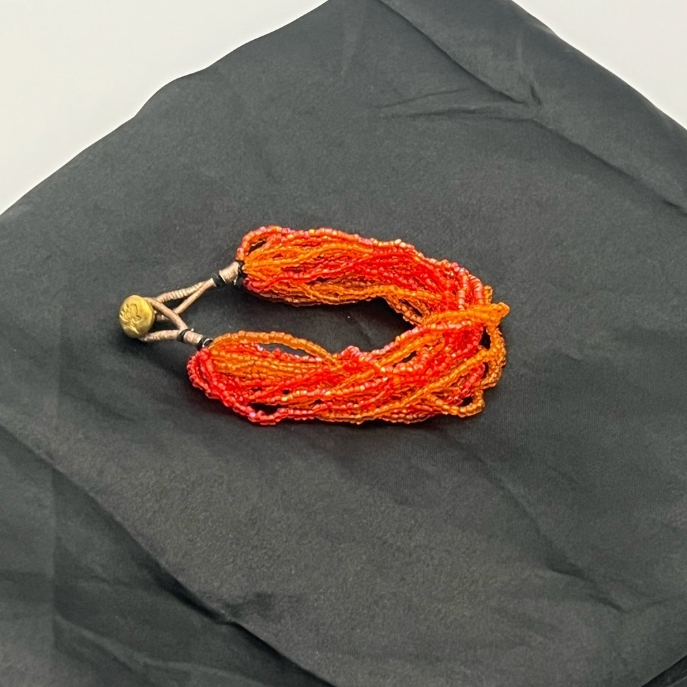 Multi-Strand Orange Seed Bead Bracelet Summer Bohemian Unique Sunset‎ Inspired